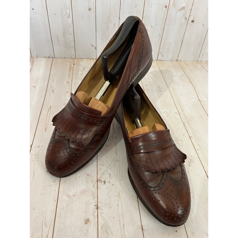 Salvatore Ferragamo Men's Kiltie Leather Loafers Classic Brown Size 10 D